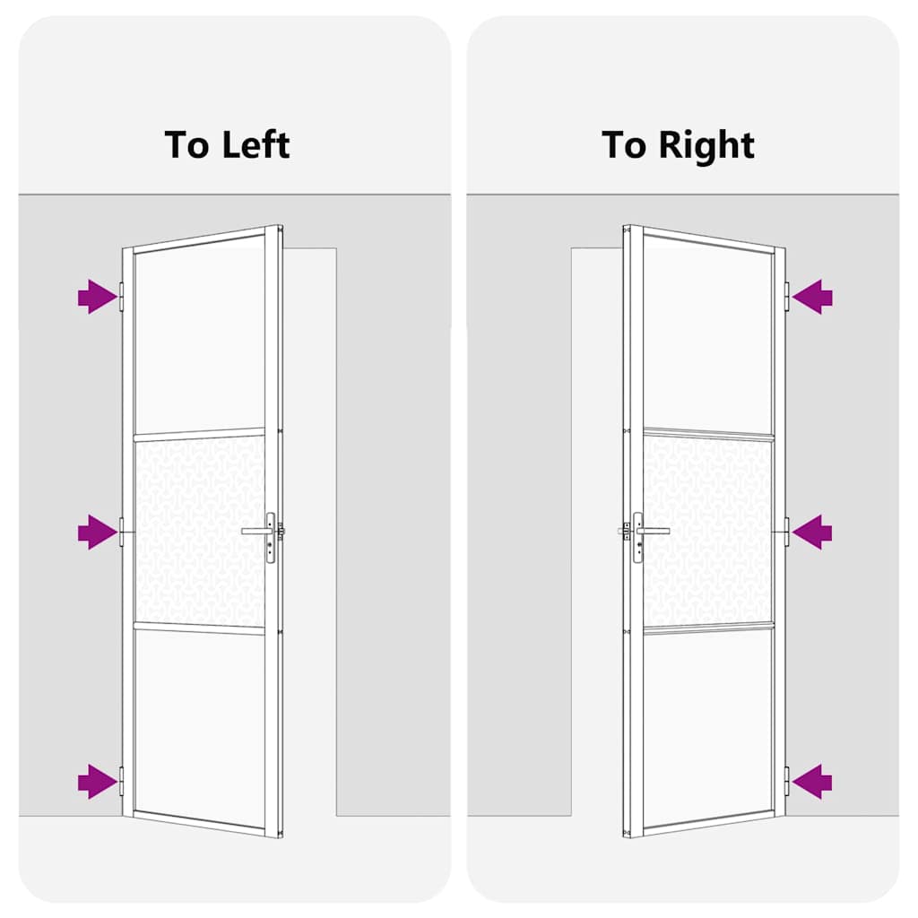 Binnen Deur Zwart 93 x 201.5 cm Verstevigd glas, Aluminium