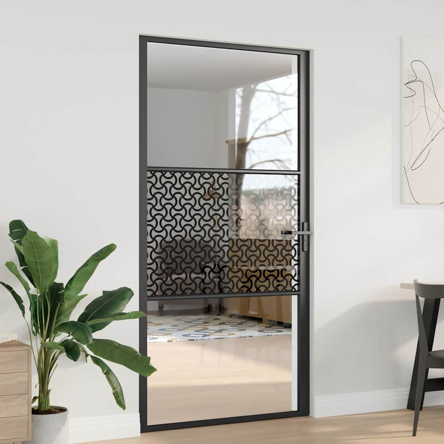 Binnen Deur Zwart 102.5 x 201.5 cm Verstevigd glas, Aluminium