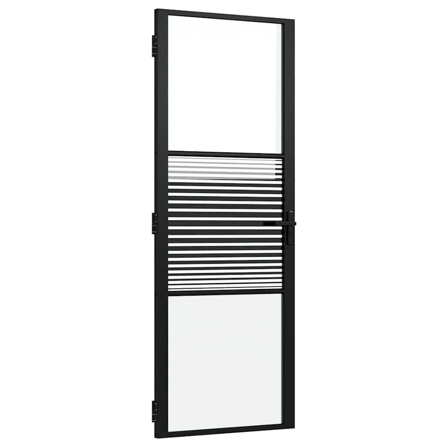 Binnen Deur Zwart 76 x 201.5 cm Verstevigd glas, Aluminium