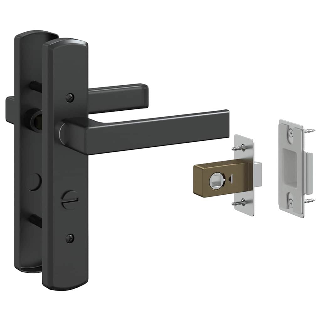 Binnen Deur Zwart 83 x 201.5 cm Verstevigd glas, Aluminium