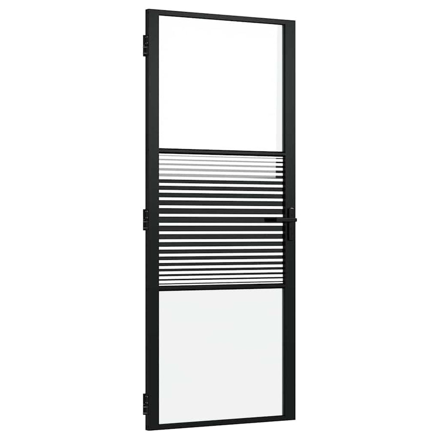 Binnen Deur Zwart 83 x 201.5 cm Verstevigd glas, Aluminium