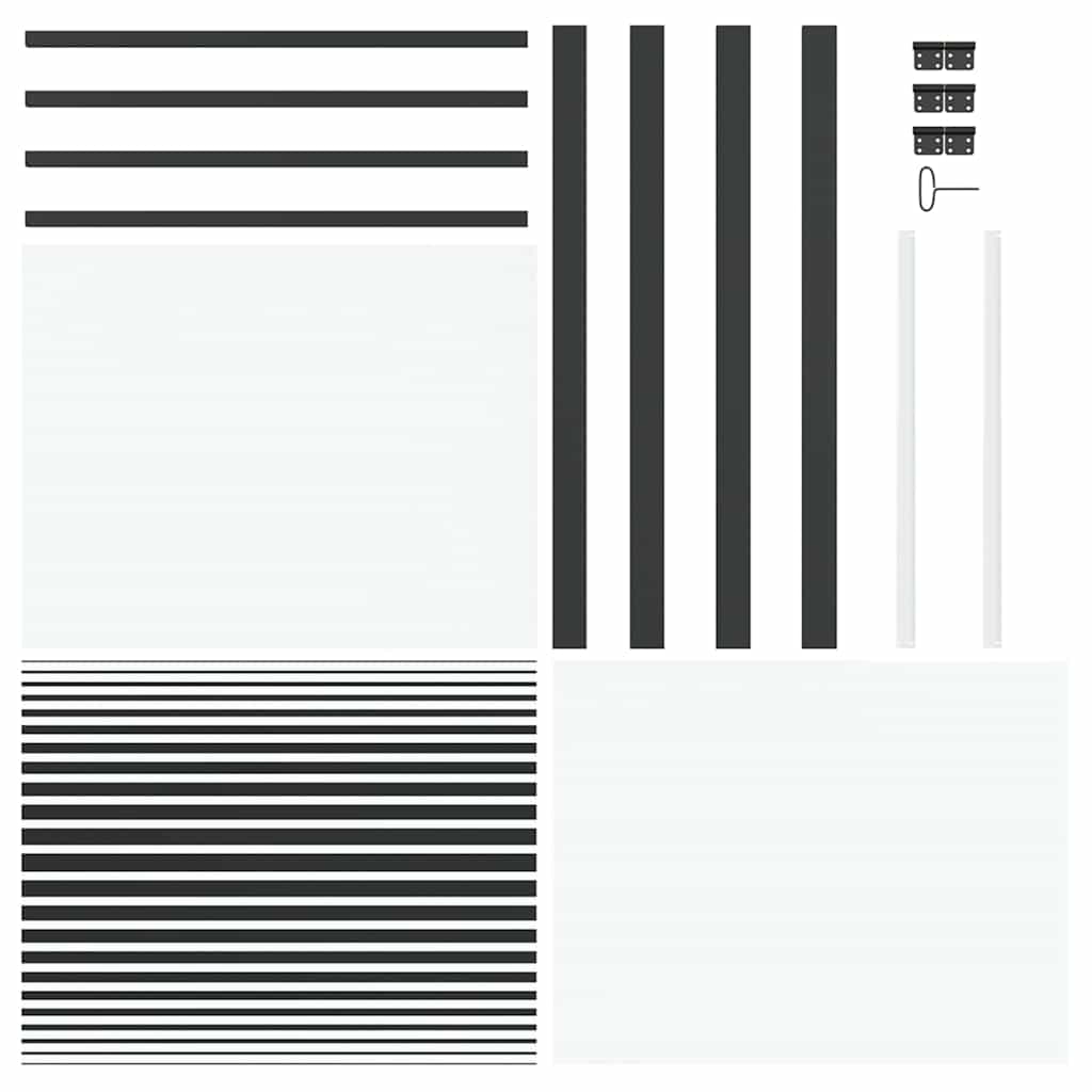 Binnen Deur Zwart 93 x 201.5 cm Verstevigd glas, Aluminium