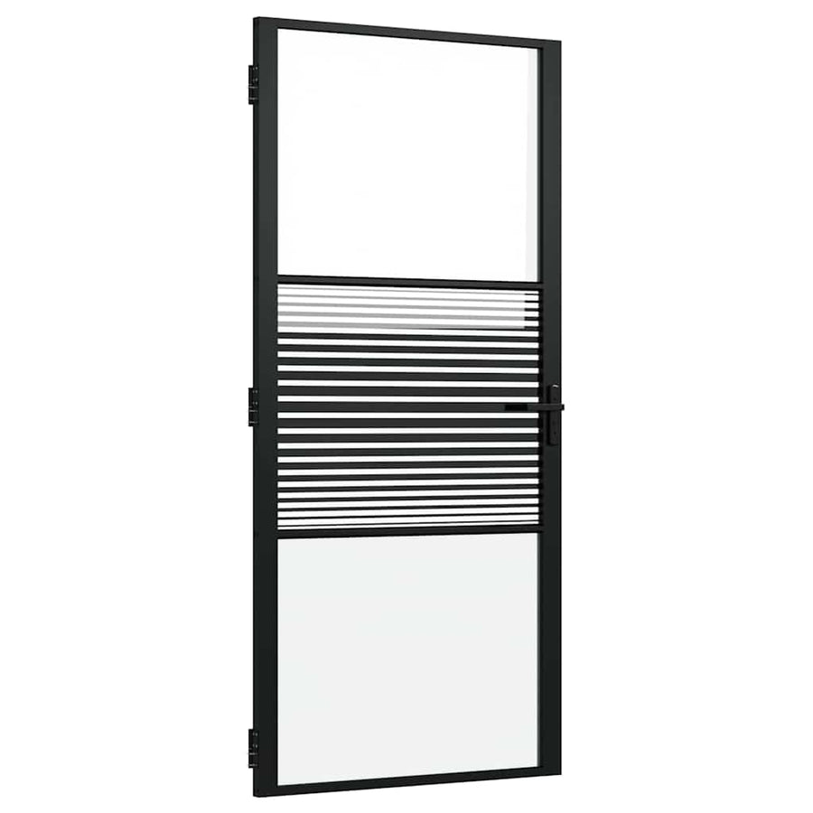 Binnen Deur Zwart 93 x 201.5 cm Verstevigd glas, Aluminium