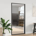 Glass Door Striped Black 76 x 3.5 x 201.5 cm Aluminium