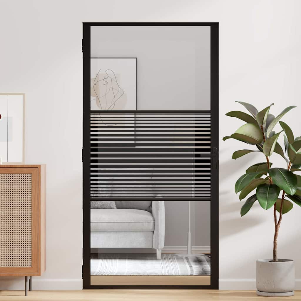 Binnen Deur Zwart 102.5 x 201.5 cm Verstevigd glas, Aluminium
