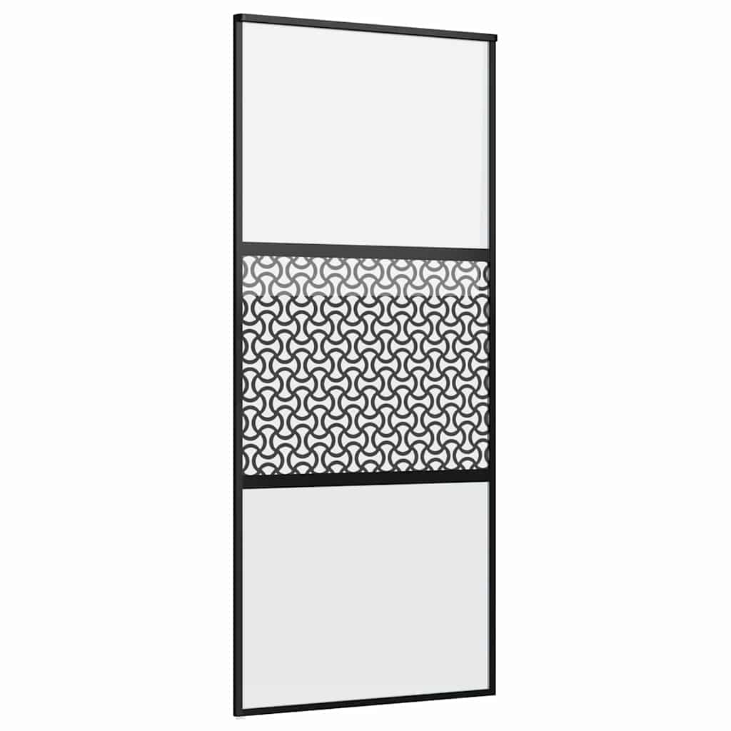 Schuifdeur Zwart 90 x 205 cm Verstevigd glas, Aluminium
