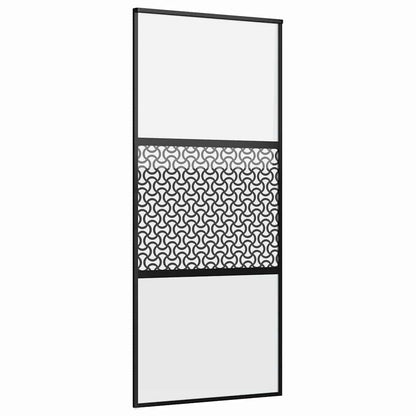 Schuifdeur Zwart 90 x 205 cm Verstevigd glas, Aluminium