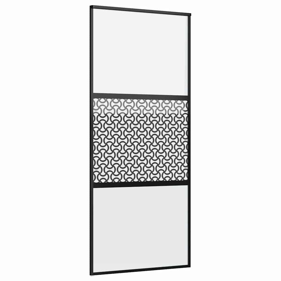 Schuifdeur Zwart 90 x 205 cm Verstevigd glas, Aluminium