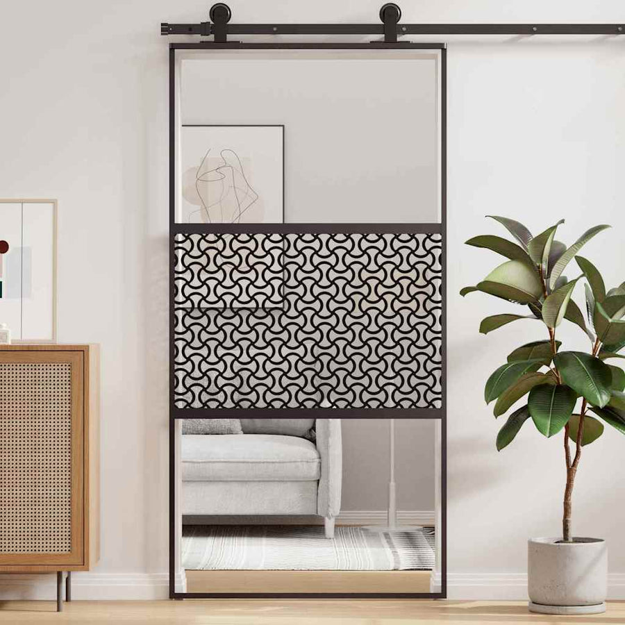 Schuifdeur Zwart 102.5 x 205 cm Verstevigd glas, Aluminium