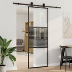 Glass Door Striped Black 90 x 2 x 205 cm Aluminium