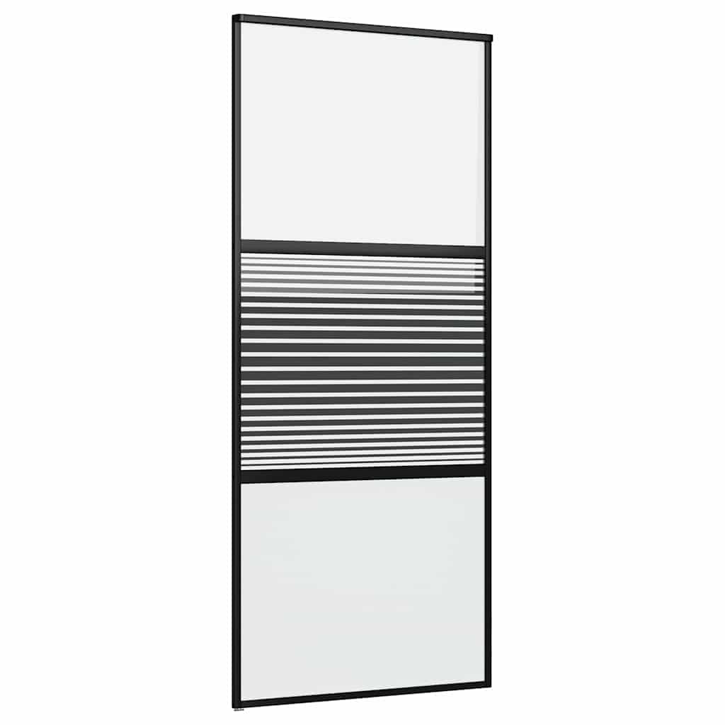 Schuifdeur Zwart 90 x 205 cm Verstevigd glas, Aluminium