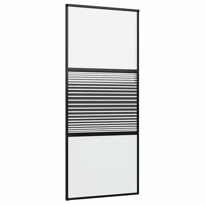 Schuifdeur Zwart 90 x 205 cm Verstevigd glas, Aluminium
