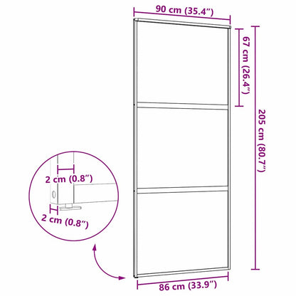 Schuifdeur Zwart 90 x 205 cm Verstevigd glas, Aluminium