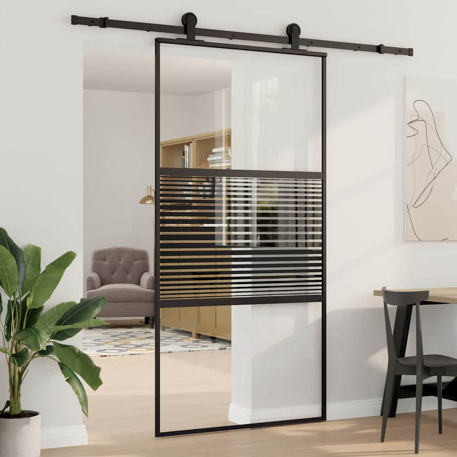 Schuifdeur Zwart 102.5 x 205 cm Verstevigd glas, Aluminium
