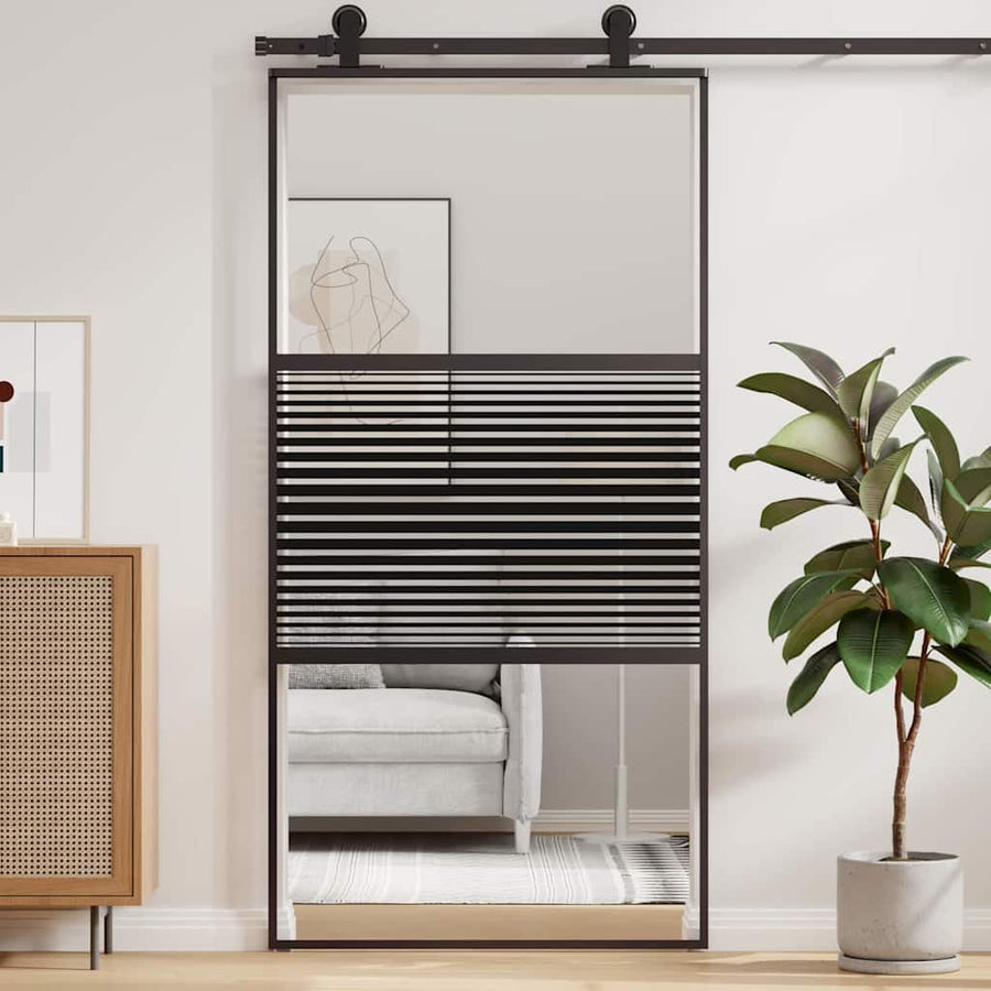 Schuifdeur Zwart 102.5 x 205 cm Verstevigd glas, Aluminium
