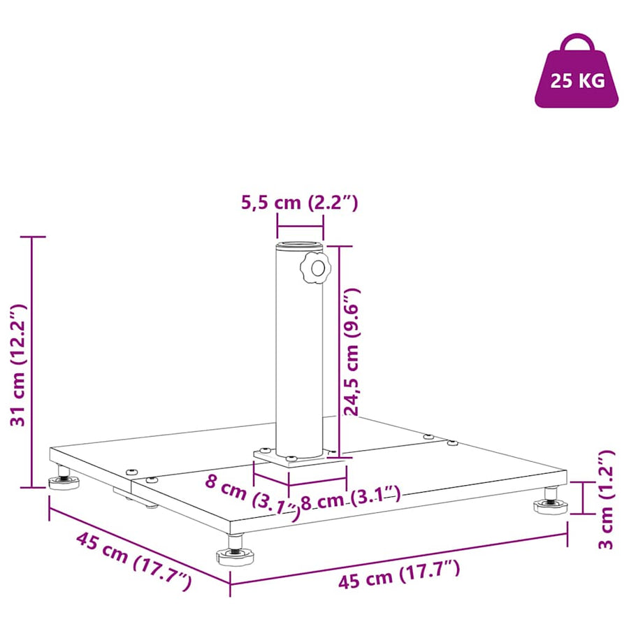 Buiten Parasols Zwart 45 x 45 x 31 cm Staal