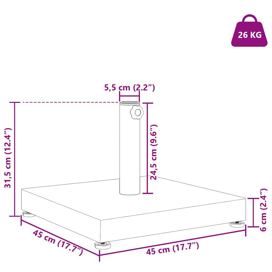 Buiten Parasols Donkerhout 45 x 45 x 31.5 cm Staal, Beton