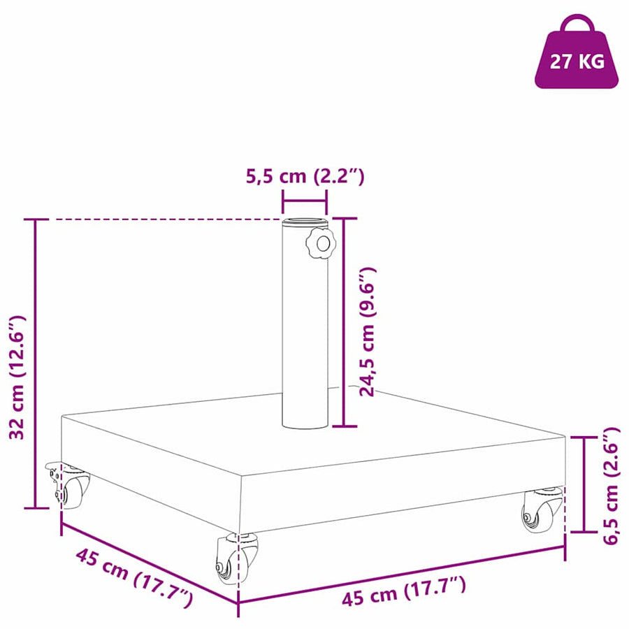 Buiten Parasols Donkerhout 45 x 45 x 32 cm Staal, Beton