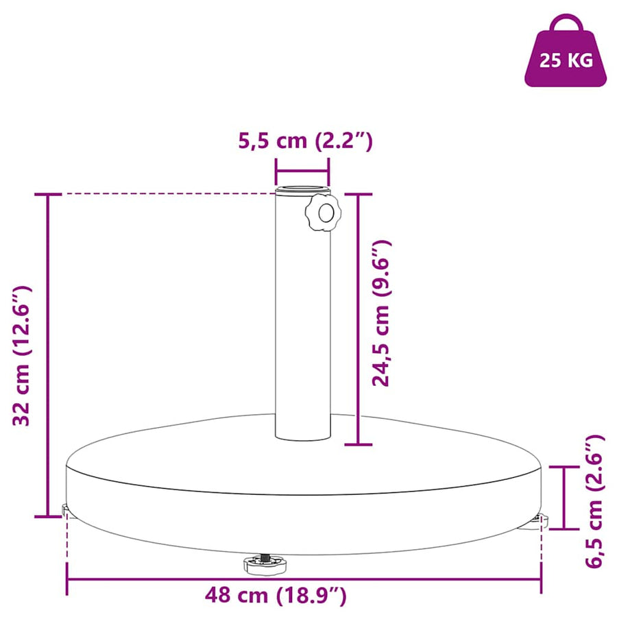 Buiten Parasols Donkerhout 48 x 48 x 32 cm Staal, Beton