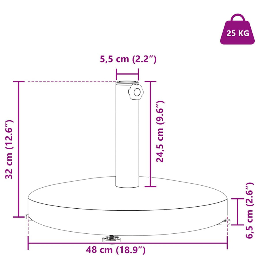 Buiten Parasols Zwart 48 x 48 x 32 cm Staal, Beton