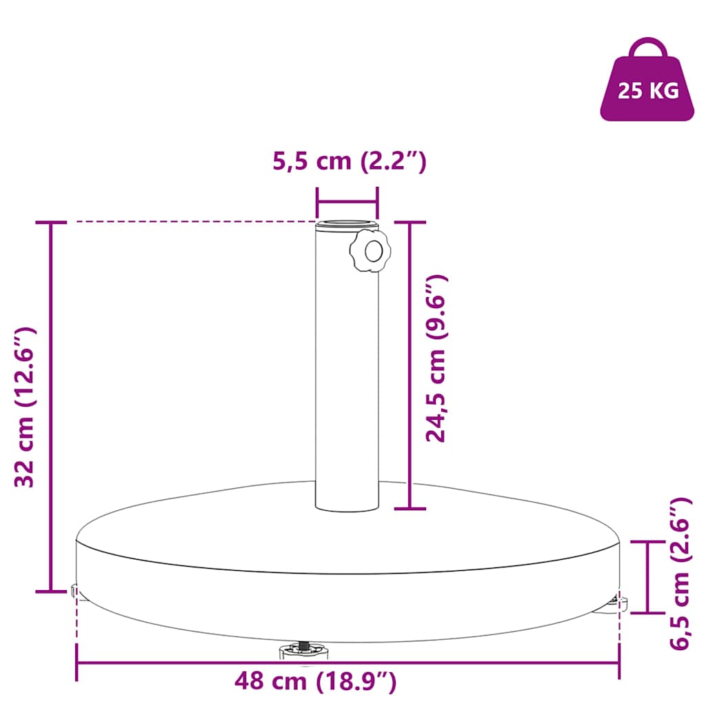 Buiten Parasols Donkergrijs 48 x 48 x 32 cm Staal, Beton