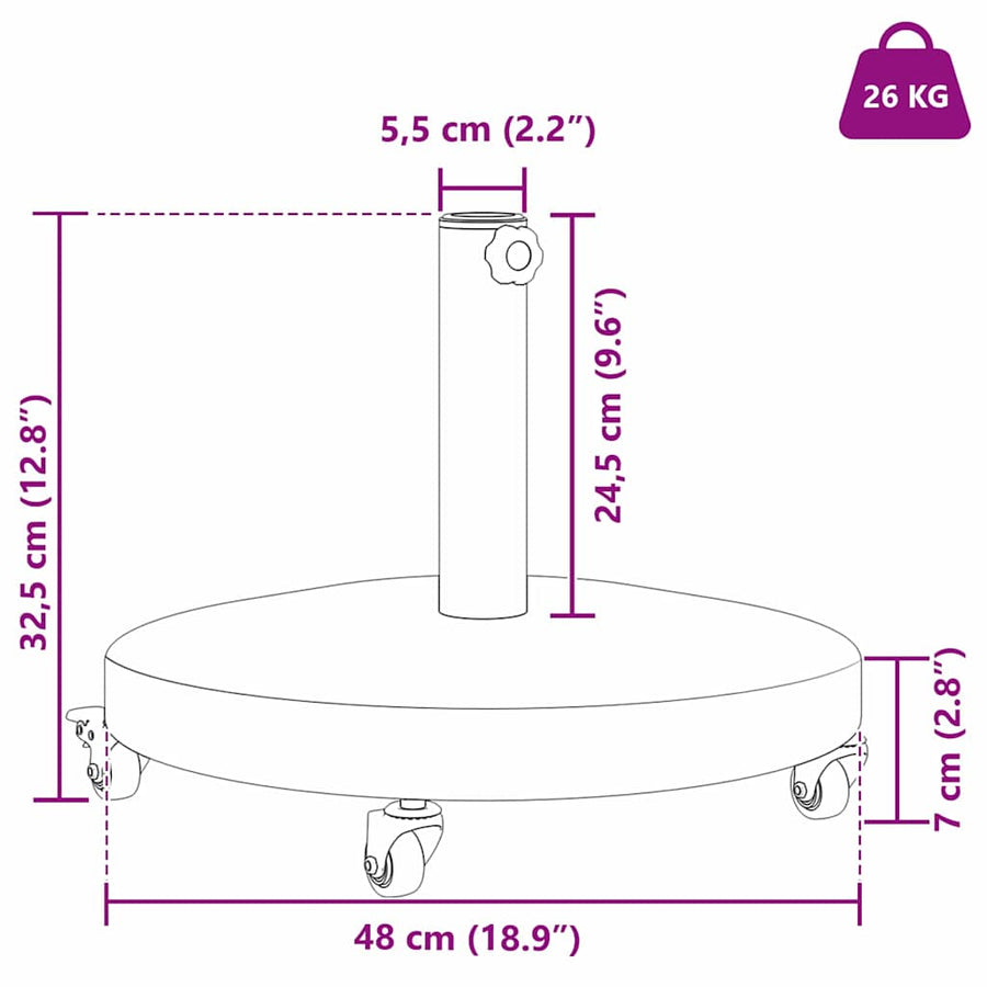 Buiten Parasols Donkerhout 48 x 48 x 32.5 cm Staal, Beton