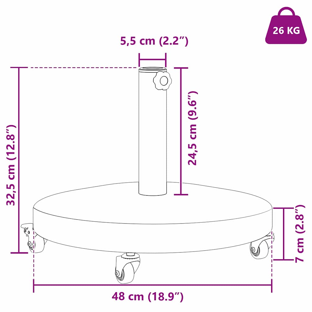 Buiten Parasols Lichthout 48 x 48 x 32.5 cm Staal, Beton