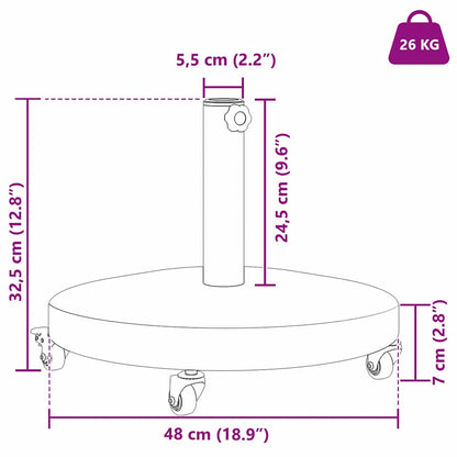 Buiten Parasols Lichthout 48 x 48 x 32.5 cm Staal, Beton
