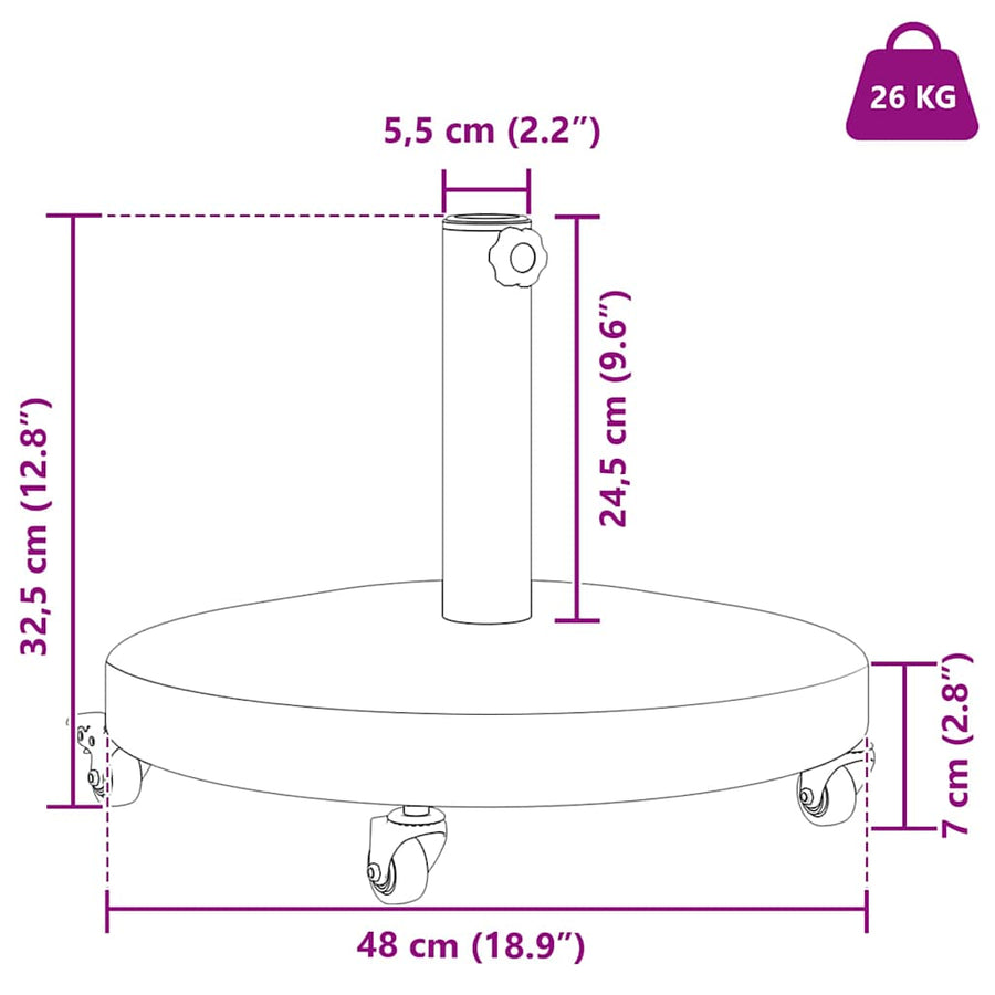 Buiten Parasols Donkergrijs 48 x 48 x 32.5 cm Staal, Beton