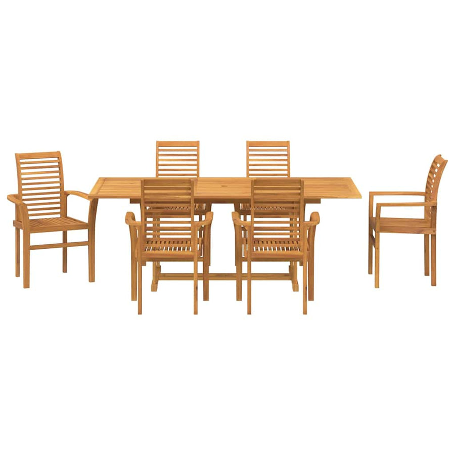 Tuin Eetset 7 pcs Bruin 200 x 100 x 75 cm Massief teakhout