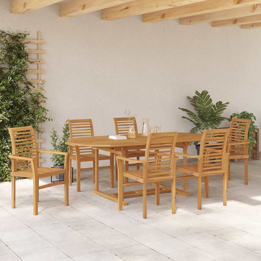 Tuin Eetset 7 pcs Bruin 200 x 100 x 75 cm Massief teakhout