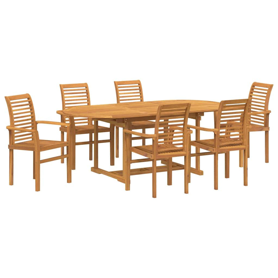 Tuin Eetset 7 pcs Bruin 200 x 100 x 75 cm Massief teakhout