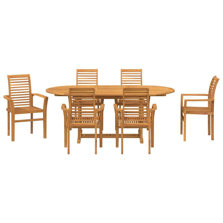 Tuin Eetset 7 pcs Bruin 200 x 100 x 75 cm Massief teakhout