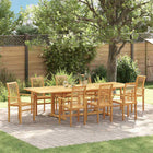 Eettafelset teakhout 280x100x75 cm 9-delig bruin