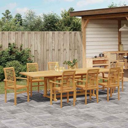Tuin Eetset 9 pcs Bruin 280 x 100 x 75 cm Massief teakhout