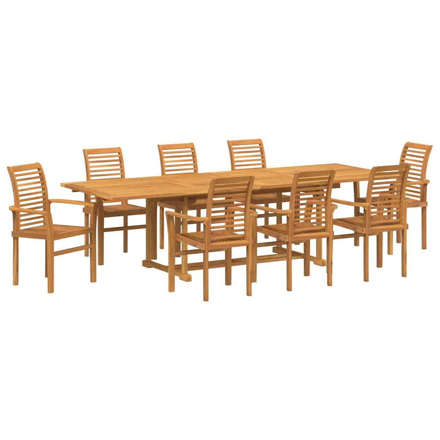 Tuin Eetset 9 pcs Bruin 280 x 100 x 75 cm Massief teakhout