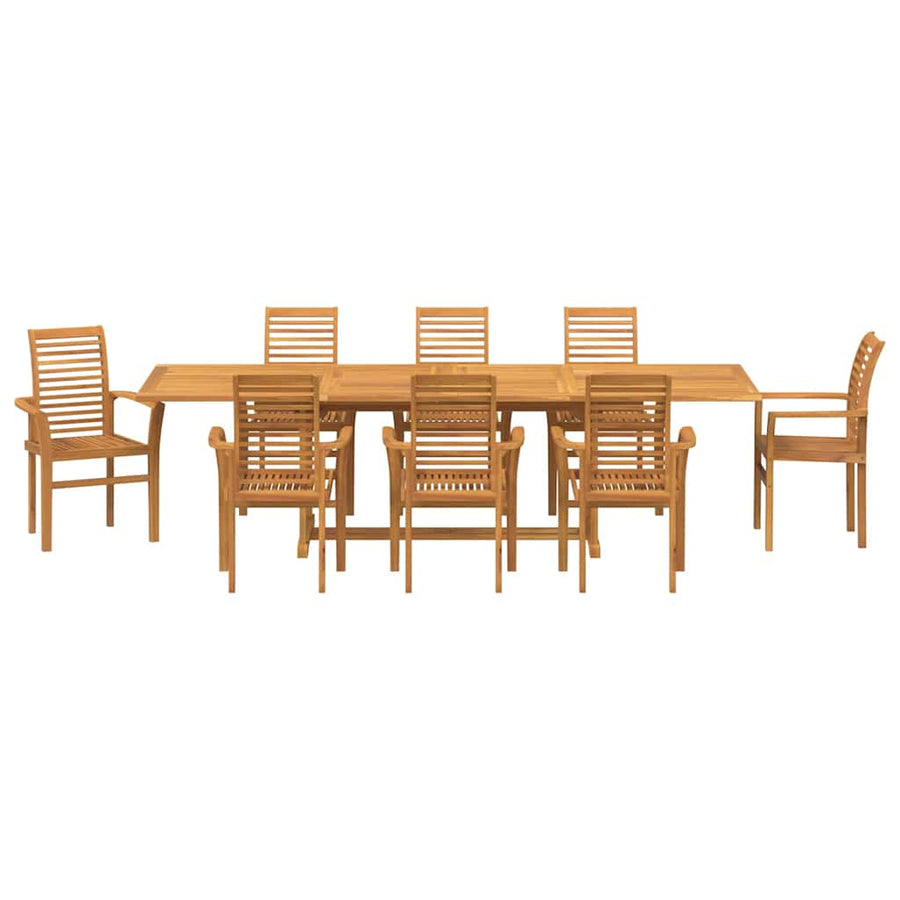 Tuin Eetset 9 pcs Bruin 280 x 100 x 75 cm Massief teakhout