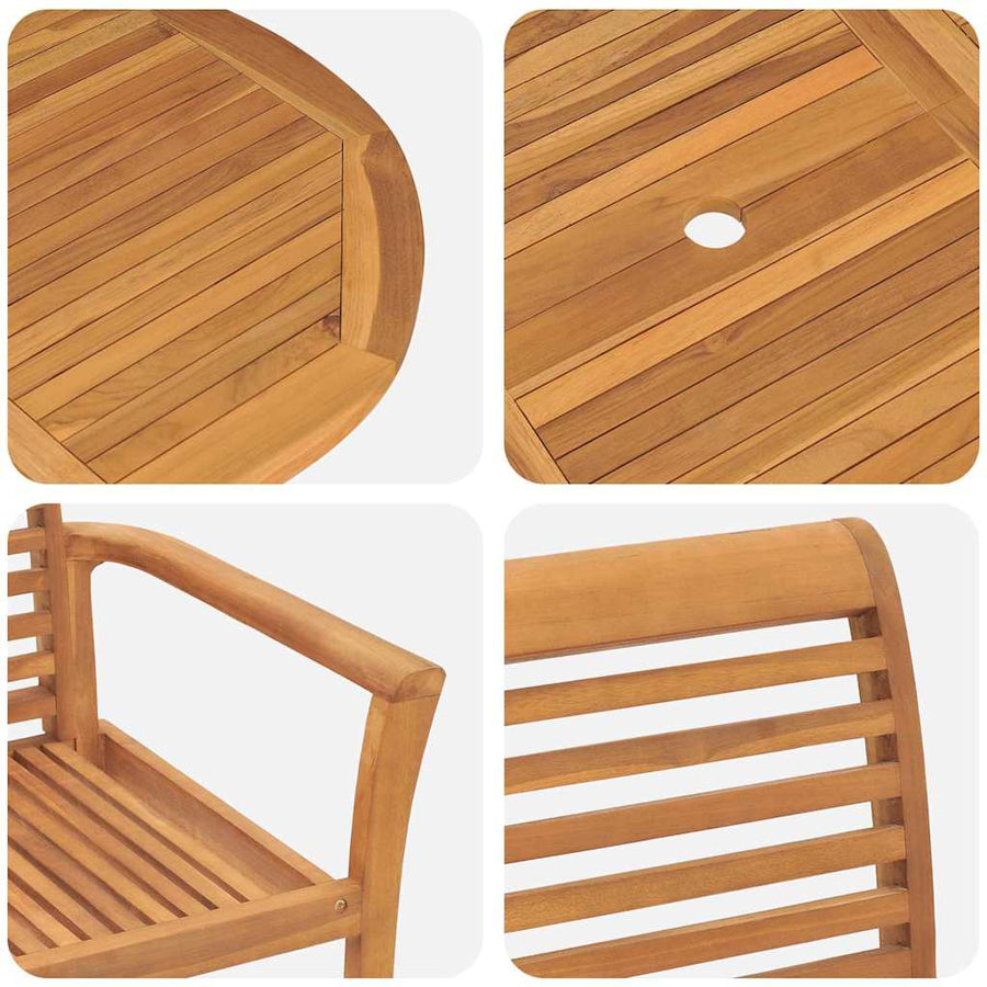 Tuin eettafelset 5 pcs Bruin Massief Teakhout