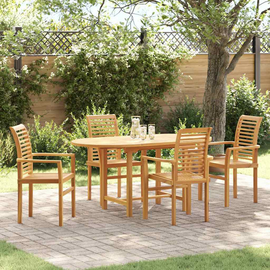 Tuin eettafelset 5 pcs Bruin Massief Teakhout