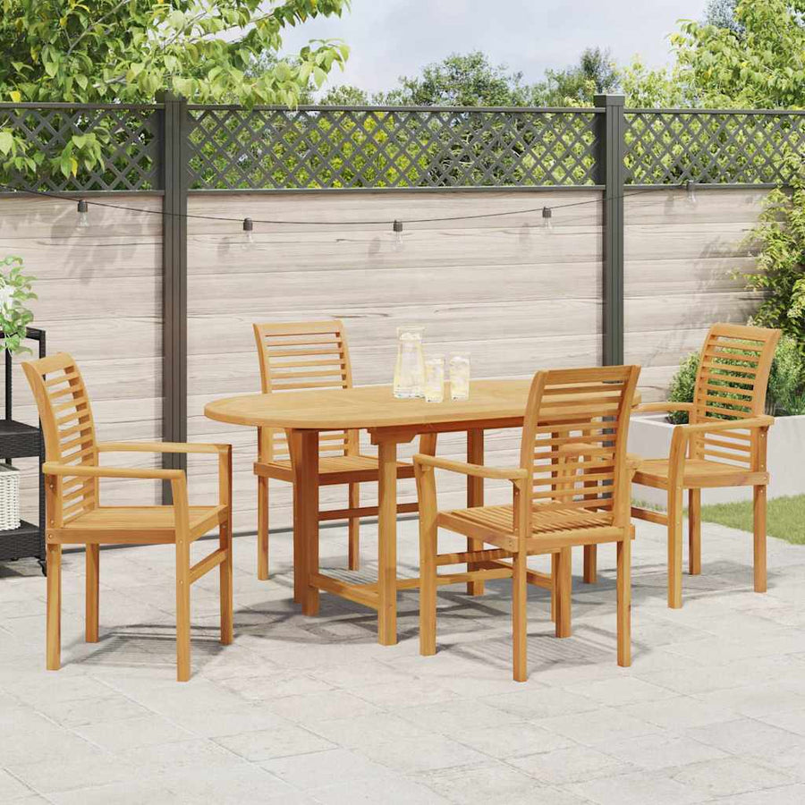 Tuin eettafelset 5 pcs Bruin Massief Teakhout