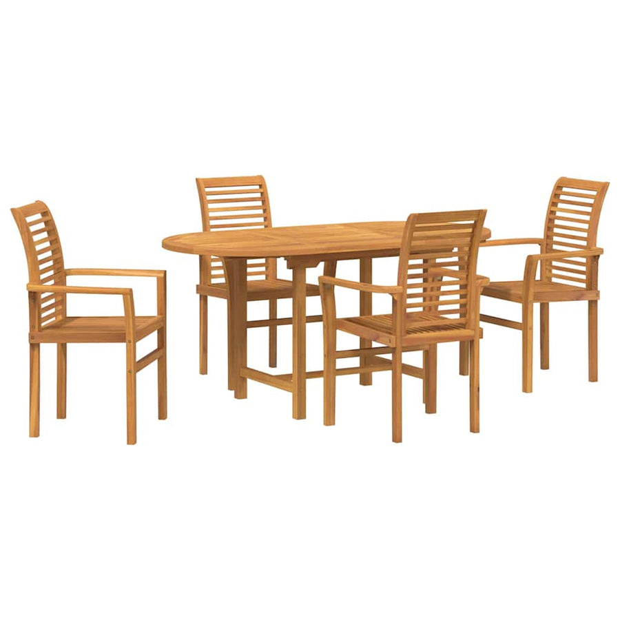 Tuin eettafelset 5 pcs Bruin Massief Teakhout