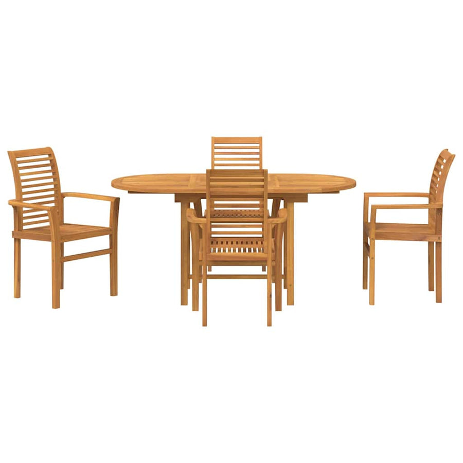 Tuin eettafelset 5 pcs Bruin Massief Teakhout