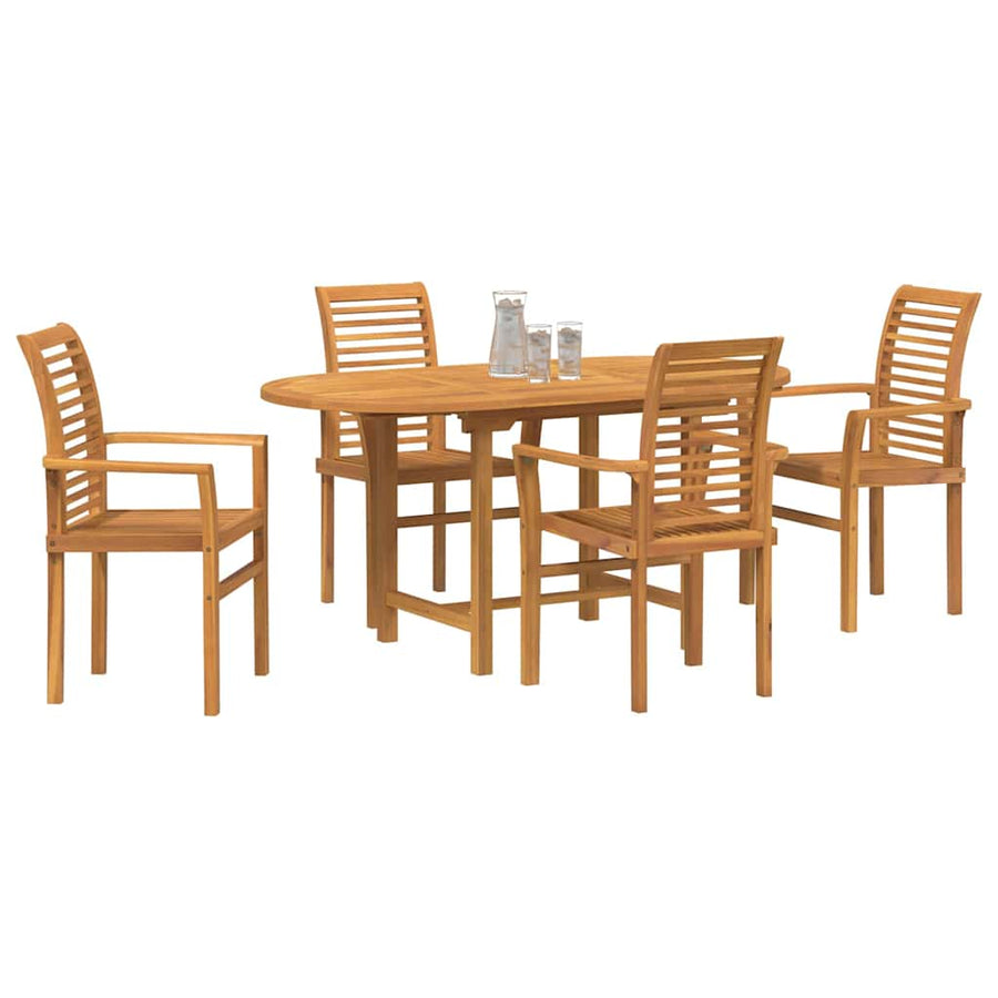 Tuin eettafelset 5 pcs Bruin Massief Teakhout