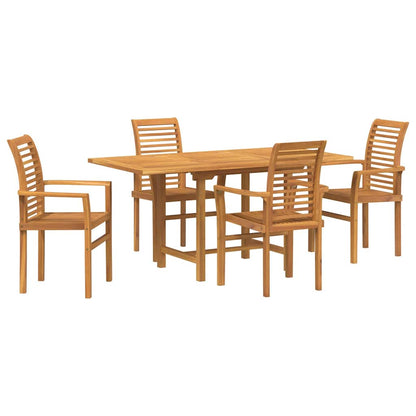 Tuin eettafelset 5 pcs Bruin Massief Teakhout