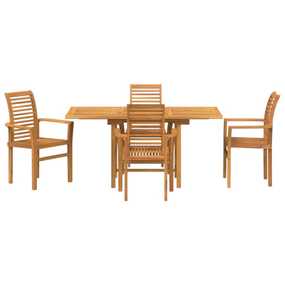 Tuin eettafelset 5 pcs Bruin Massief Teakhout