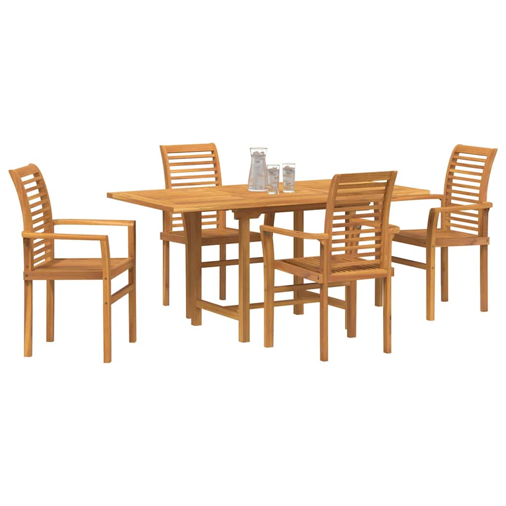 Tuin eettafelset 5 pcs Bruin Massief Teakhout
