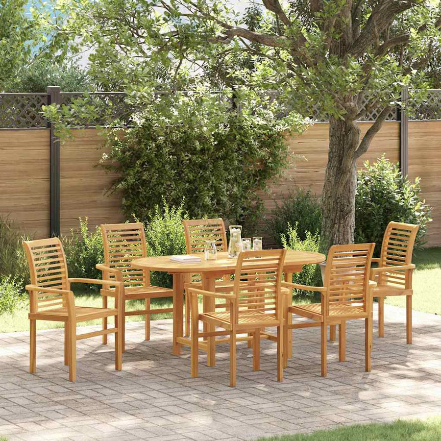 Tuin eettafelset 7 pcs Bruin Massief Teakhout