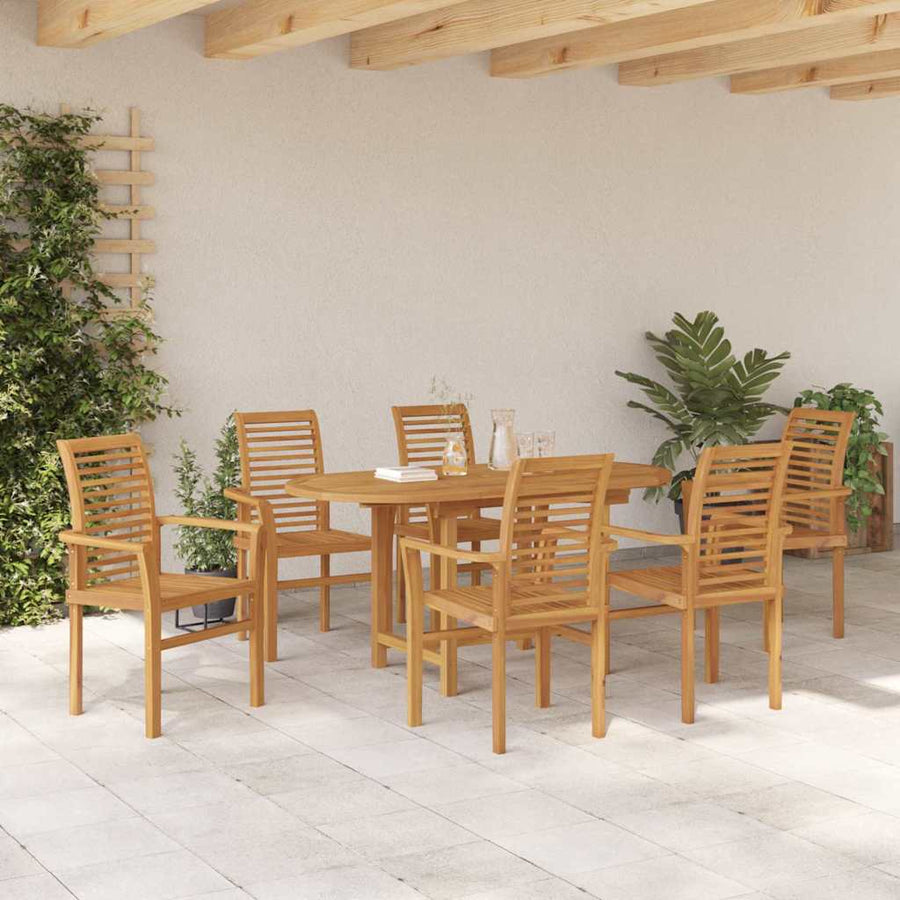 Tuin eettafelset 7 pcs Bruin Massief Teakhout