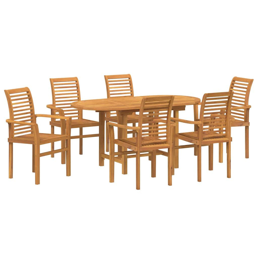Tuin eettafelset 7 pcs Bruin Massief Teakhout