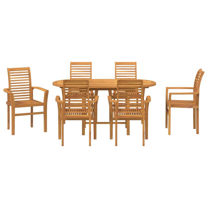 Tuin eettafelset 7 pcs Bruin Massief Teakhout